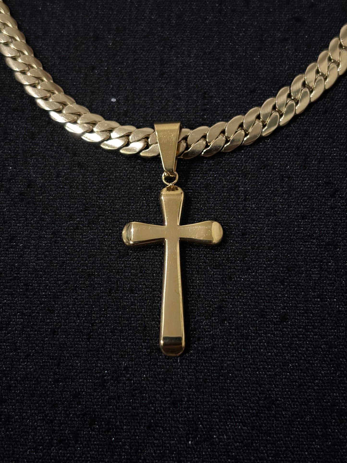 Cadena Serpiente + Dije Cruz Hombre
