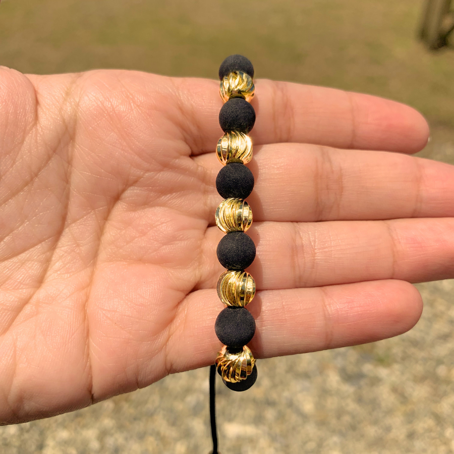 Manilla Diamantada Intercalada #8 Oro Laminado 18K