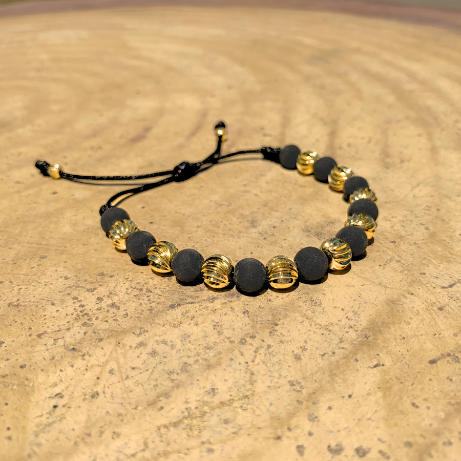 Manilla Diamantada Intercalada #8 Oro Laminado 18K