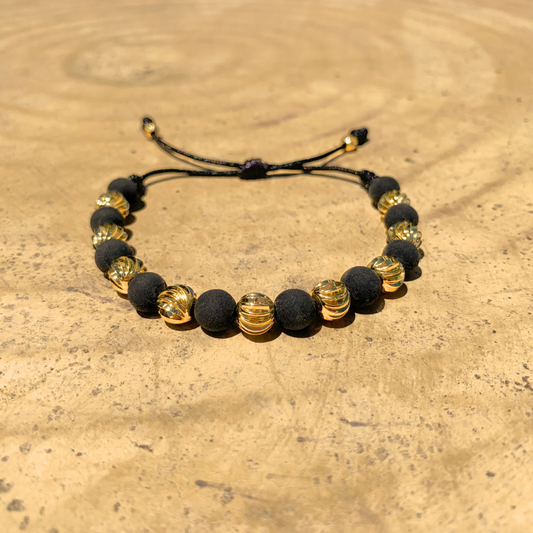Manilla Diamantada Intercalada #8 Oro Laminado 18K