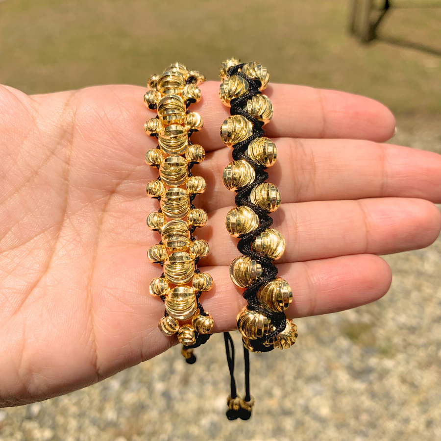Combo Manillas Diamantadas 3 Carriles + 2 Carriles Balin # 8 Oro Laminado 18K