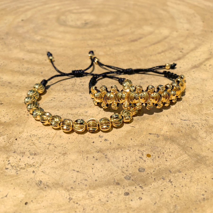 Combo Manillas Diamantadas 3 Carriles + Completa 18 Balines #8 Oro Laminado 18K
