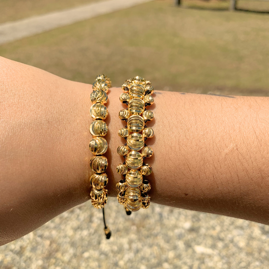 Combo Manillas Diamantadas 3 Carriles + Completa 18 Balines #8 Oro Laminado 18K
