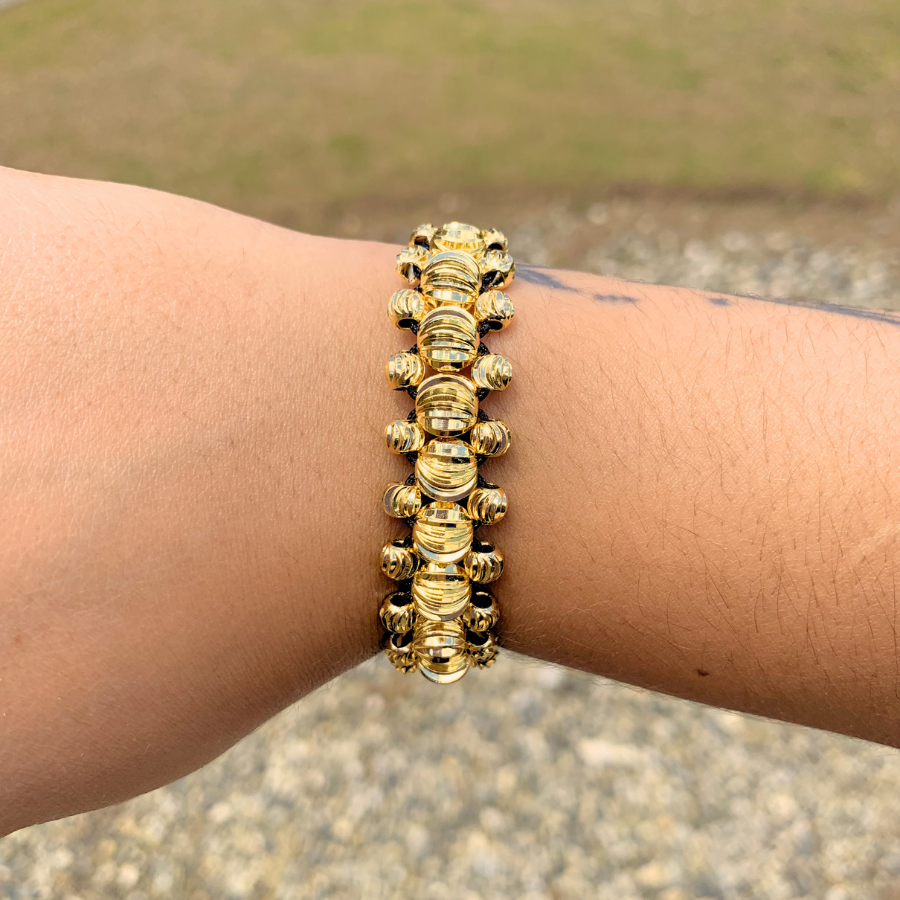 Manilla Tres Carriles Diamantada #8 Oro Laminado 18K