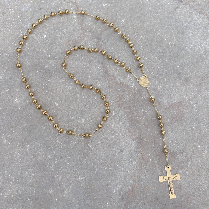 Camándula Grande Oro Laminado 18K Balín # 8