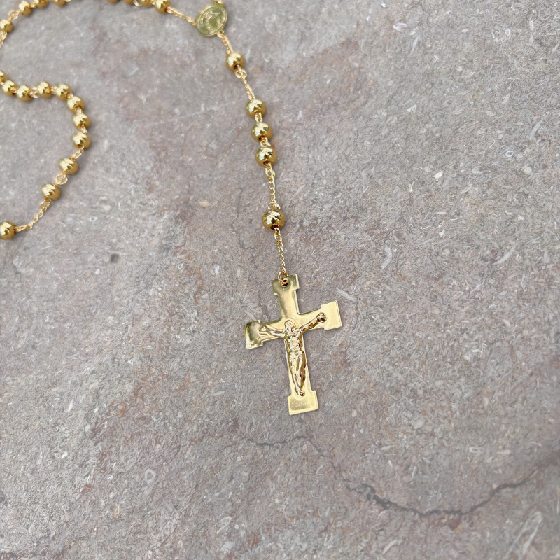 Camándula Grande Oro Laminado 18K Balín # 8