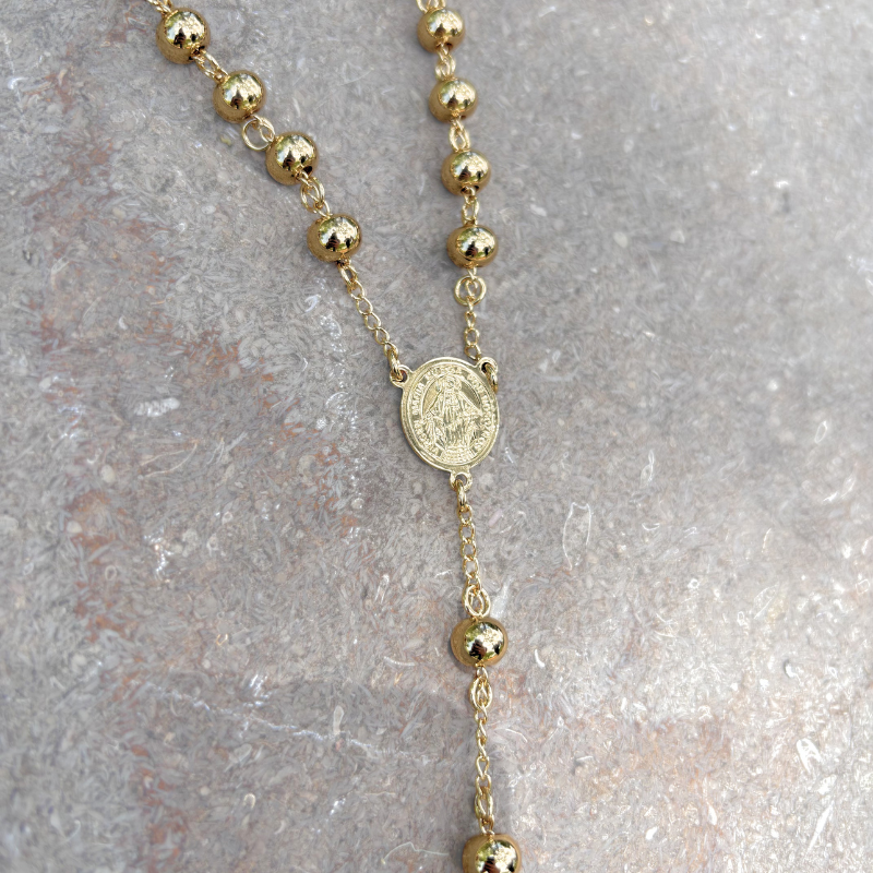 Camándula Grande Oro Laminado 18K Balín # 8