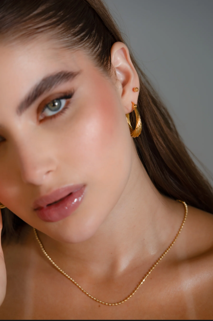 Candonga Tallada Ovalada Oro Laminado 18K