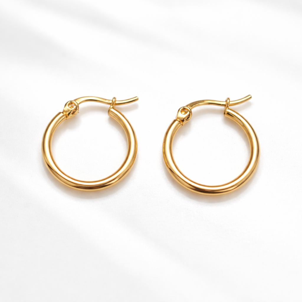 Candongas Clásicas Lisa Oro Laminado 18K