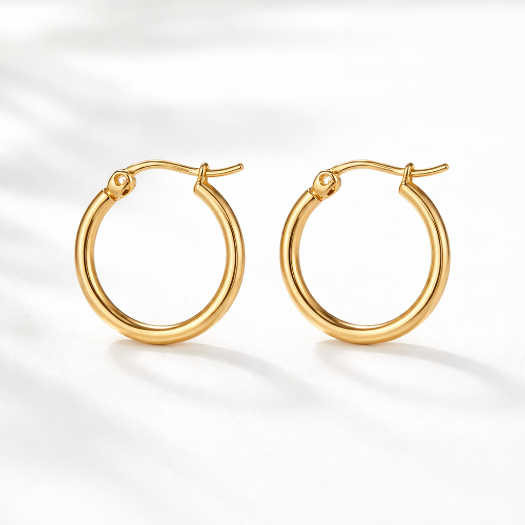 Candongas Clásicas Lisa Oro Laminado 18K