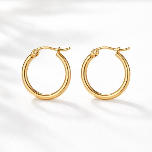 Candongas Clásicas Lisa Oro Laminado 18K