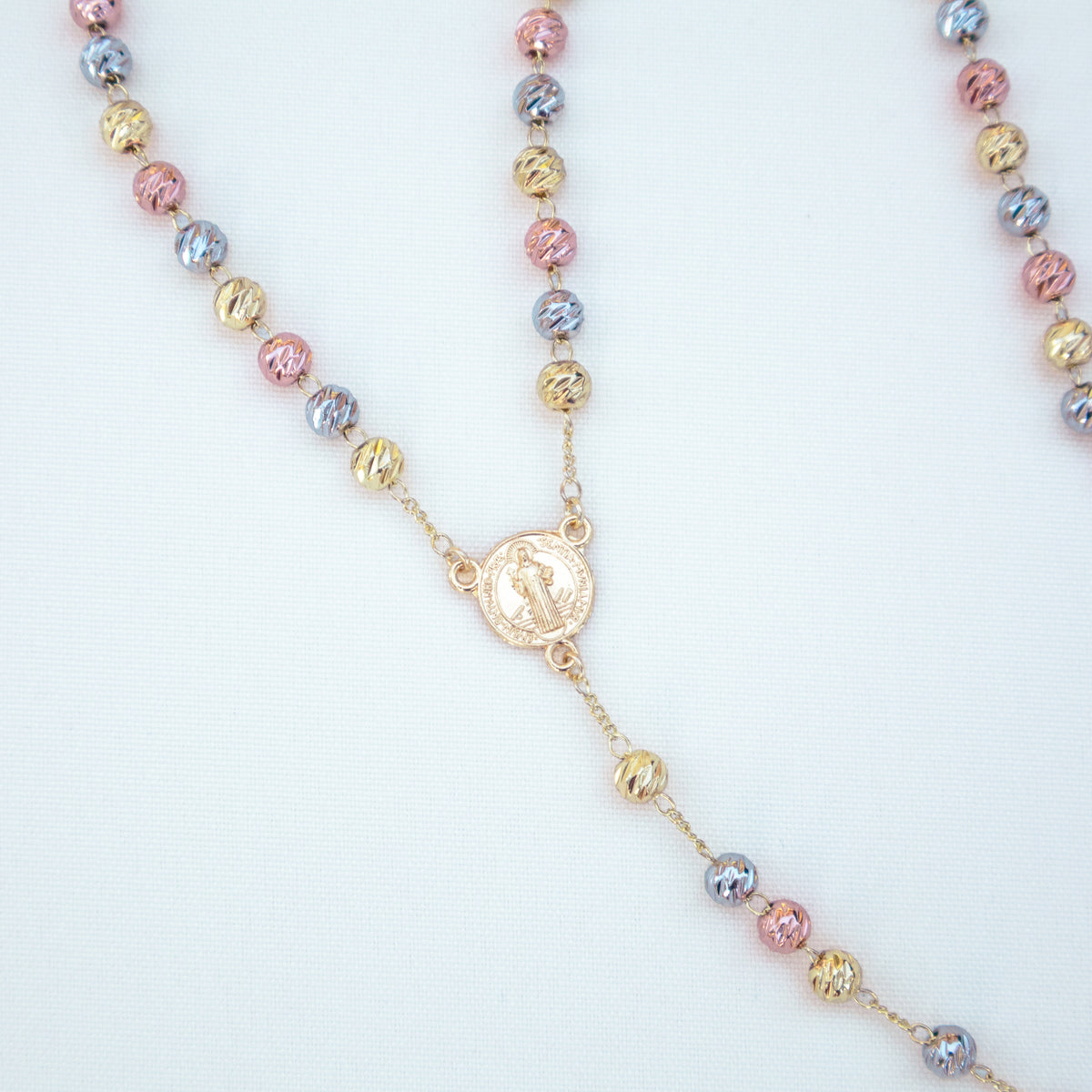 Camándula 3 Colores Diamantada Oro Laminado 18k Balín # 6