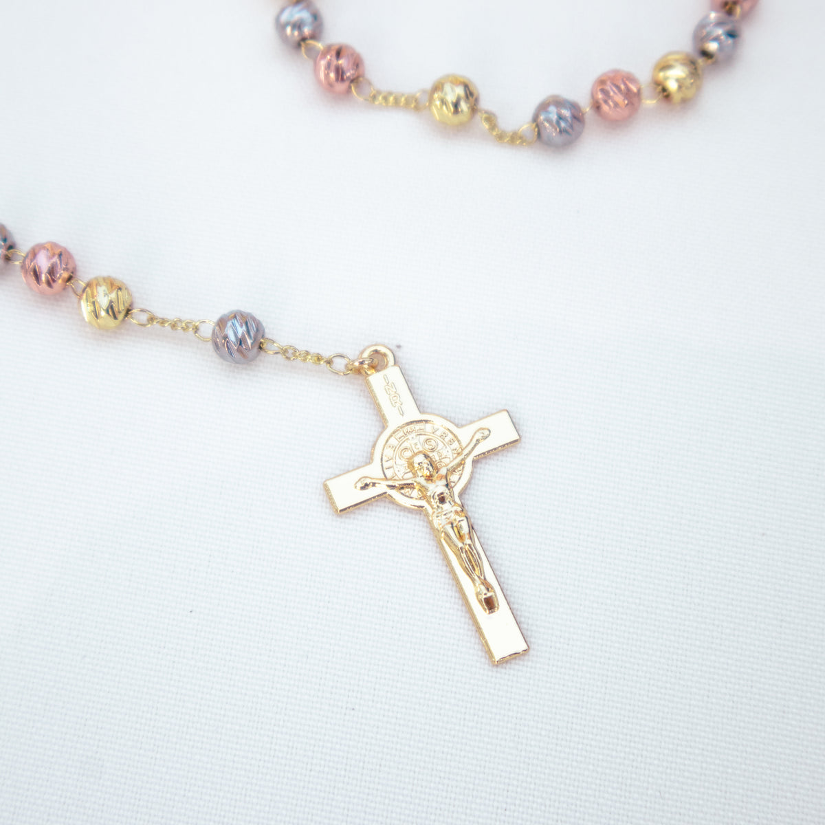Camándula 3 Colores Diamantada Oro Laminado 18k Balín # 6