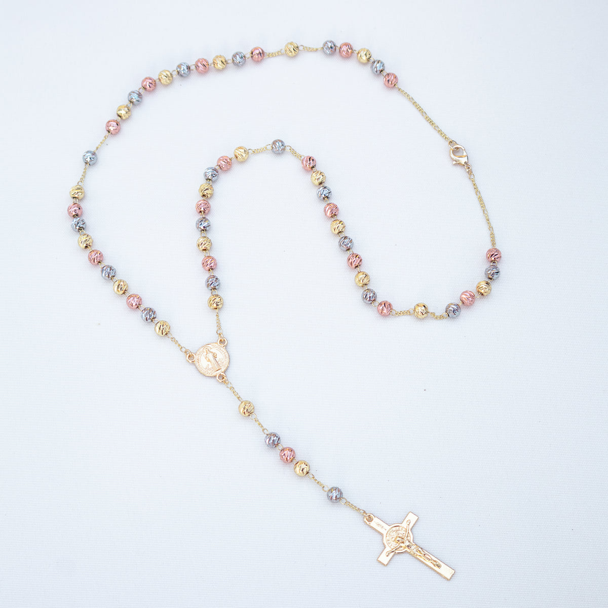 Camándula 3 Colores Diamantada Oro Laminado 18k Balín # 6