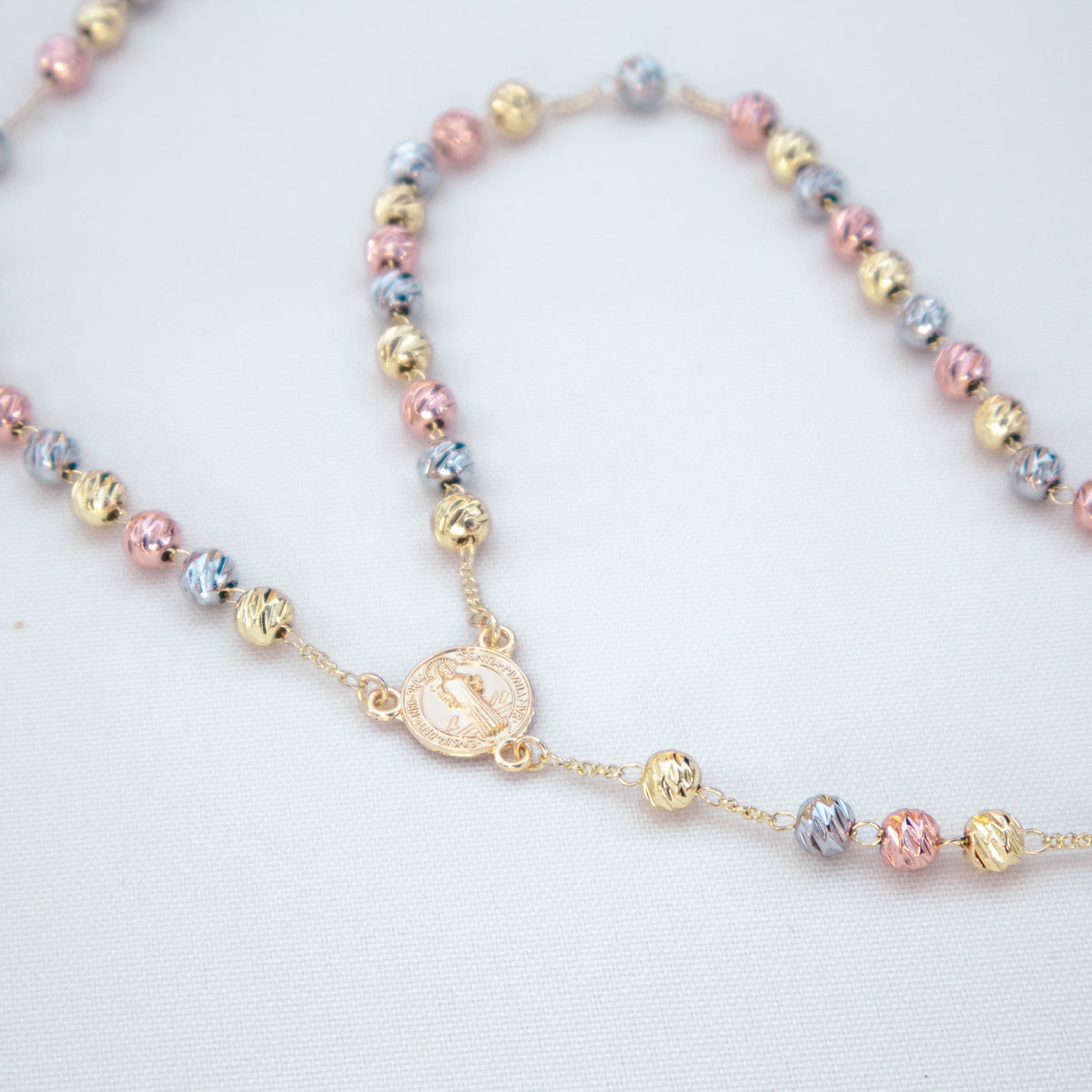 Camándula 3 Colores Diamantada Oro Laminado 18k Balín # 6