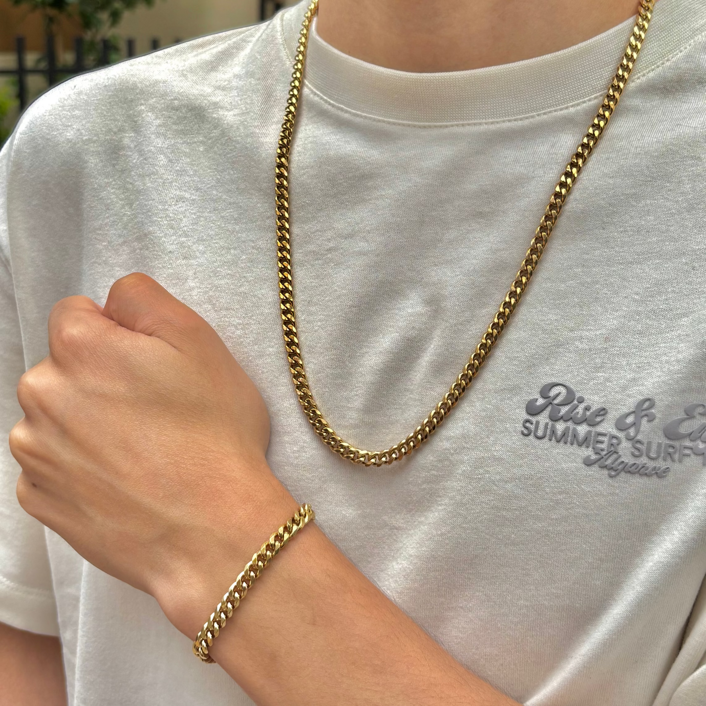 Combo Cubana Cadena + Pulsera Hombre