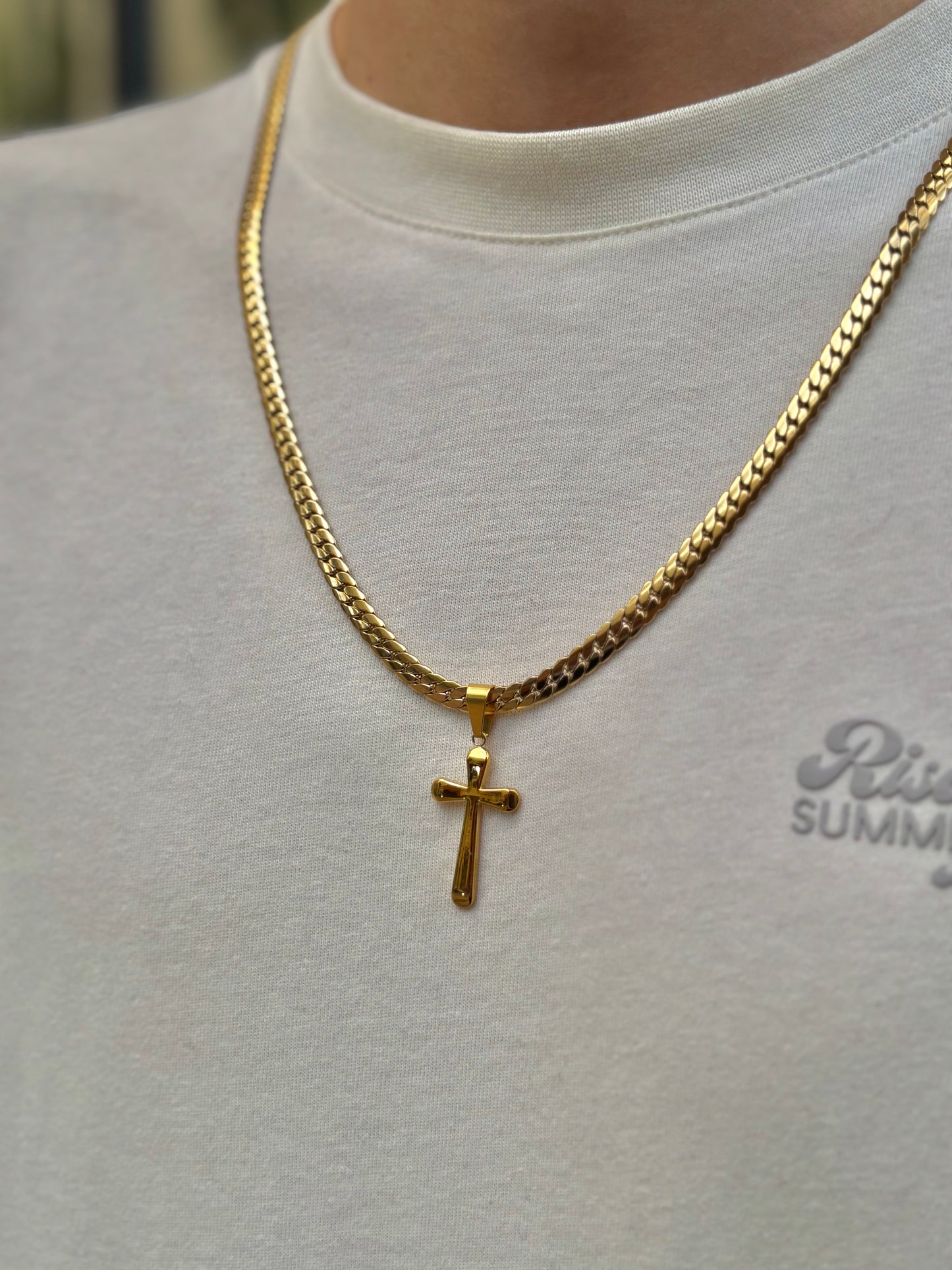 Cadena Serpiente + Dije Cruz Hombre