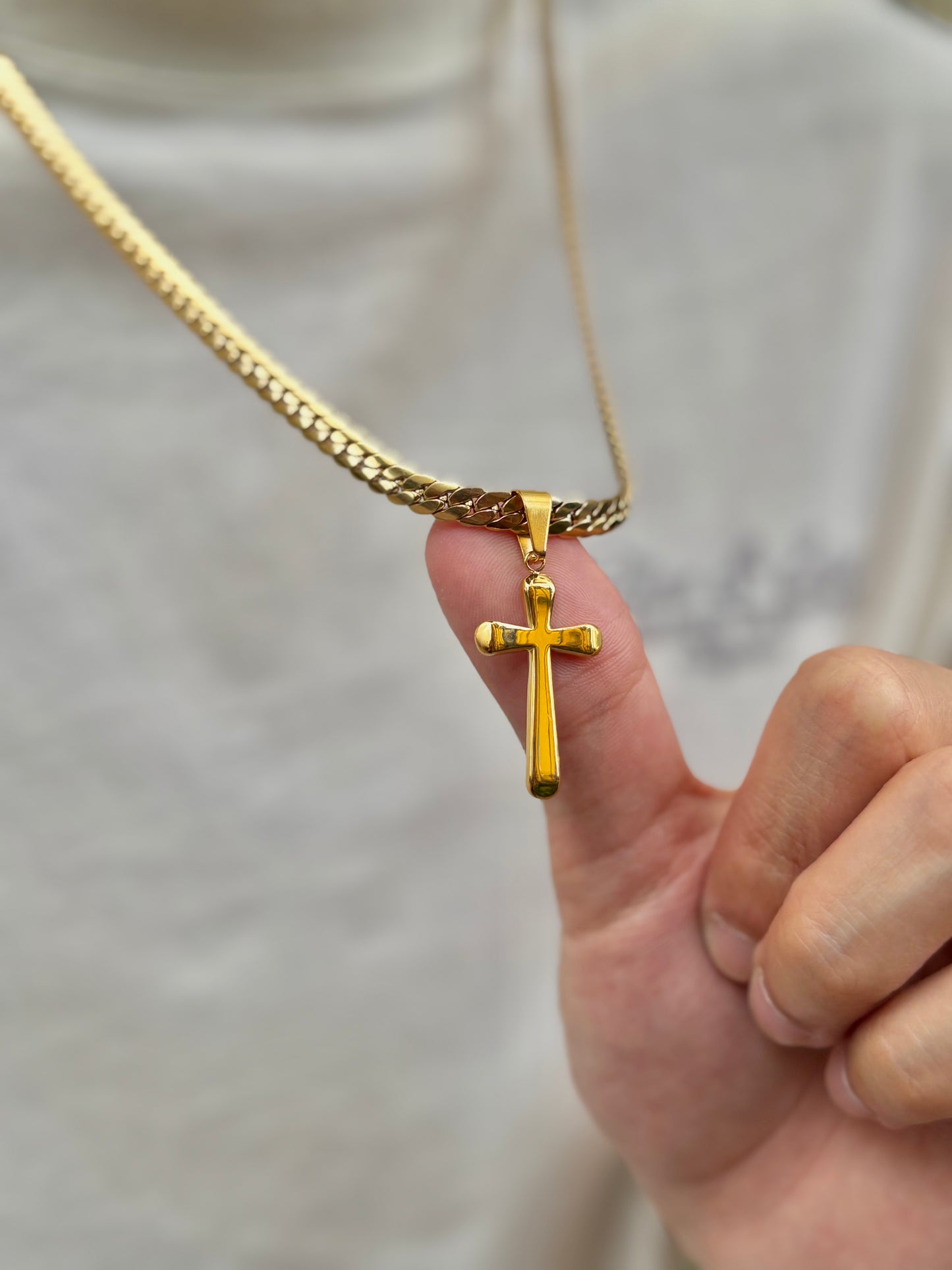 Cadena Serpiente + Dije Cruz Hombre