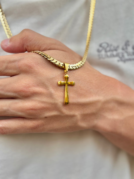 Cadena Serpiente + Dije Cruz Hombre