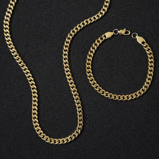 Combo Cubana Cadena + Pulsera Hombre