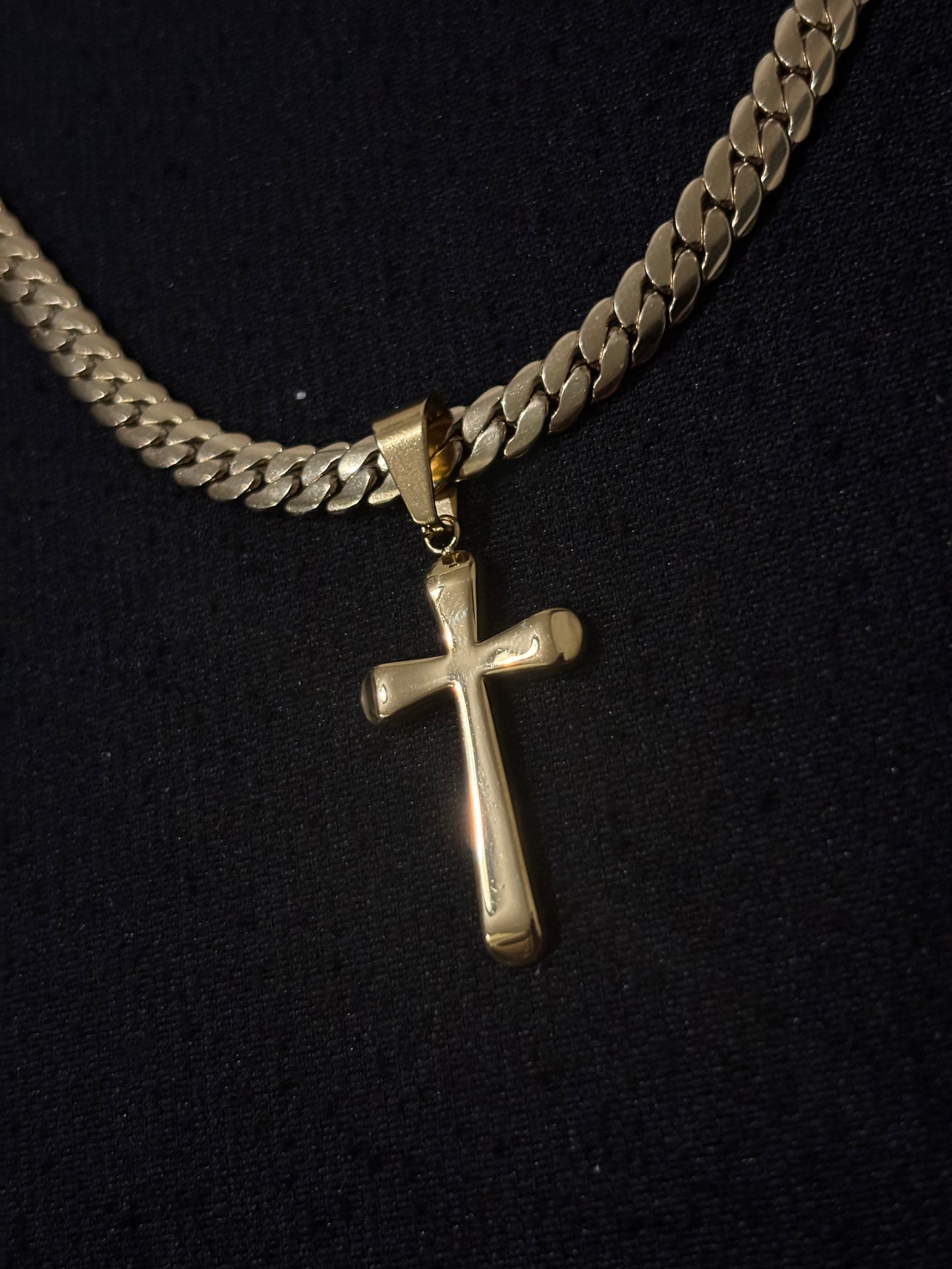 Cadena Serpiente + Dije Cruz Hombre
