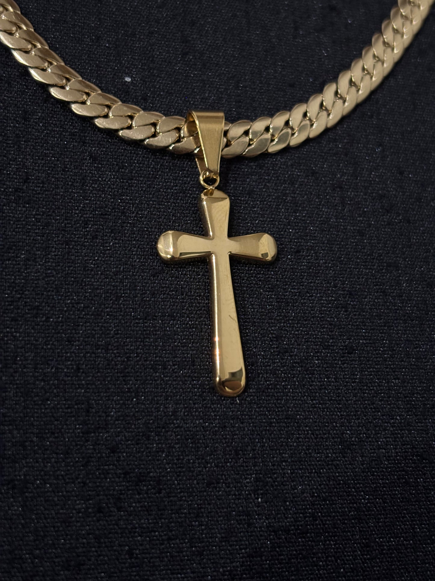 Cadena Serpiente + Dije Cruz Hombre