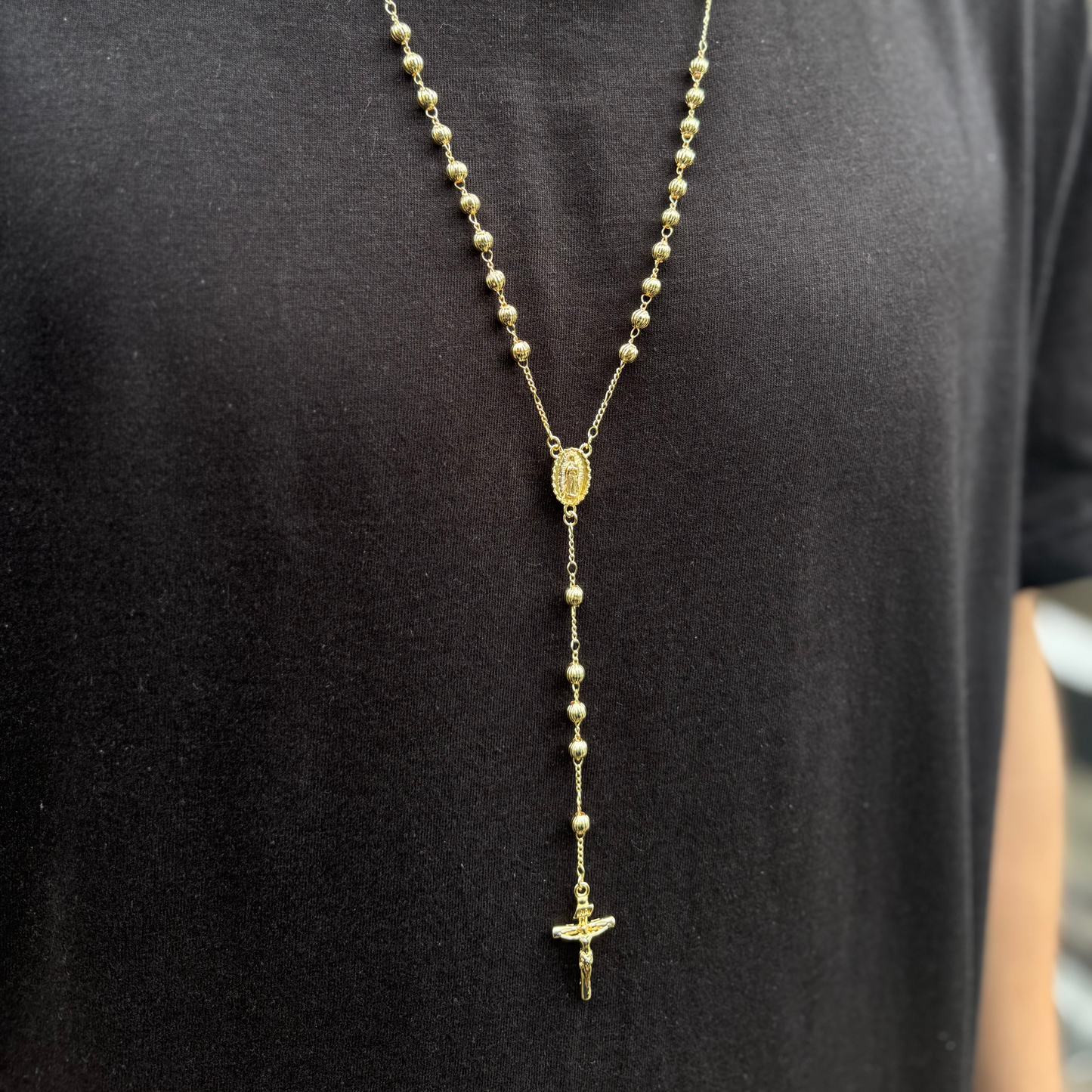Camandula Diamantada Oro Laminado 18K Balín # 5