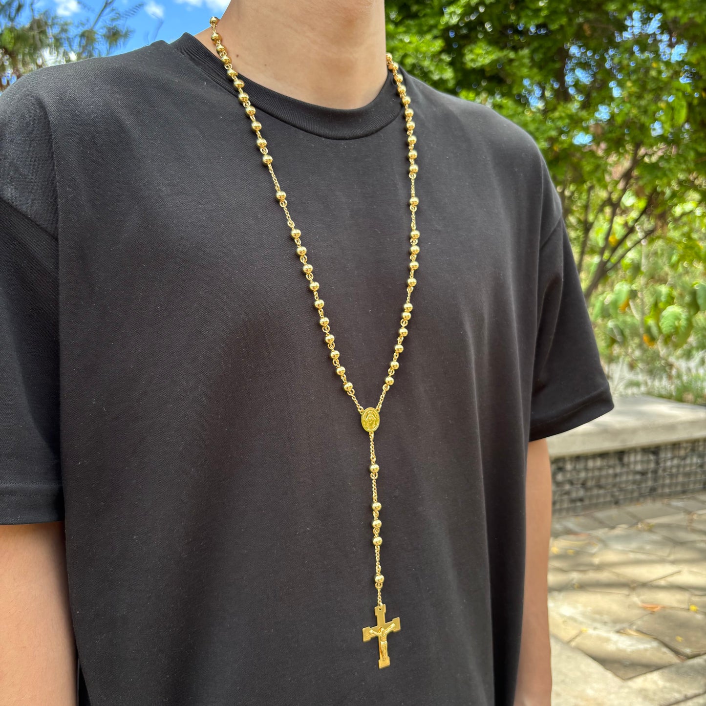 Camándula Grande Oro Laminado 18K Balín # 8