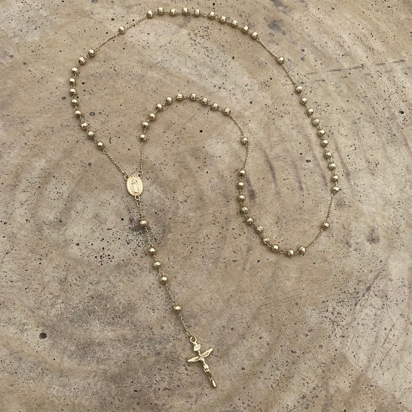 Camandula Diamantada Oro Laminado 18K Balín # 5