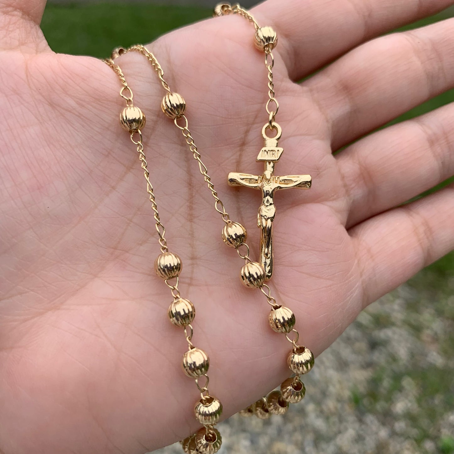 Camandula Diamantada Oro Laminado 18K Balín # 5