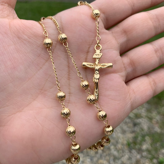 Camandula Diamantada Oro Laminado 18K Balín # 5